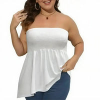 Vellora™-Bluse im Trägerlosen Schnitt mit Fließender Passform - Weiß