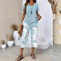 Nativ™ Set mit Lagenbluse und gemusterter Capri Hose - Hellblau