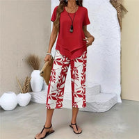 Nativ™ Set mit Lagenbluse und gemusterter Capri Hose - Rot