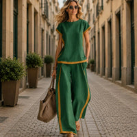 Lissara™-Set mit Minimalistischer Bluse und Einer Hose mit Figurbetonenden Schnitten - Grün