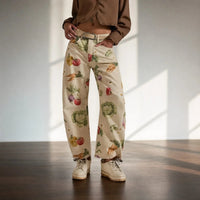 Alvida™ Hose mit Blumenmuster und weitem Fall - Beige