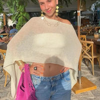Melissa™ Poncho-Stil-Strickbluse aus Leichtem Strick - Khaki