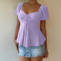 Fiorelle™ Bluse Mit Zartem Raffdetail und Leichtem Fall - Lila