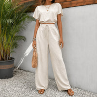Juliette™ Premium-Viskose-Set mit Cropped-Bluse - Beige