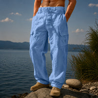 Nomade™ Cargo-Hose aus Baumwoll-Leinen - Blau