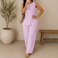 Lucienne™ Set mit Bluse mit Frontausschnitt und Palazzo-Hose - Rosa