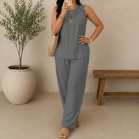 Lucienne™ Set mit Bluse mit Frontausschnitt und Palazzo-Hose - Grau
