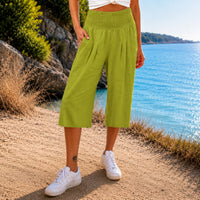 Rosetta™ Culotte aus Baumwoll-Leinen mit Elegantem Kräuselbund - Grün
