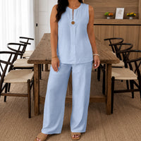 Viola™ Set aus Baumwoll-Leinen mit Minimalistischem Design - Hellblau
