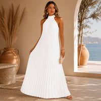 Sicilia™ Maxikleid mit Eleganten Plisseefalten und Locker Fallender Passform - Weiß