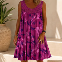 Kleid Linden™ mit Spitzeneinsatz, Blumenmuster und Weitem Schnitt - Rosa