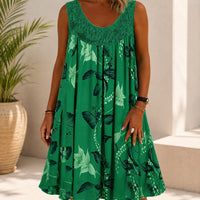 Kleid Linden™ mit Spitzeneinsatz, Blumenmuster und Weitem Schnitt - Grün