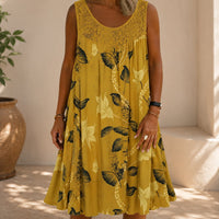 Kleid Linden™ mit Spitzeneinsatz, Blumenmuster und Weitem Schnitt - Gelb