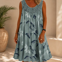 Kleid Linden™ mit Spitzeneinsatz, Blumenmuster und Weitem Schnitt - Grau