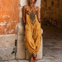 Overall Martha™ mit ornamentaler Stickerei, V-Ausschnitt und weitem Schnitt - Gelb