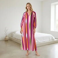 Kamelie™ Viskose-Maxikleid mit tiefem V-Ausschnitt - Rosa