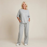 Urban Eleganz™ Zweiteileraus Comfort-Maschenware mit eleganten Kristalldetails - Grau