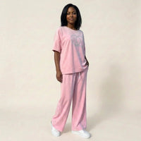 Urban Eleganz™ Zweiteileraus Comfort-Maschenware mit eleganten Kristalldetails - Rosa