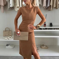 Zürich™ Midikleid mit elegantem Seitenschlitz - Braun