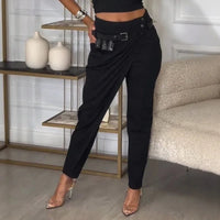 Calista™ Hose mit Asymmetrischem Design und Exklusivem Gürtel - Schwarz