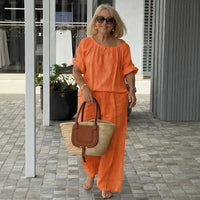 Celiane™-Set aus Baumwoll-Leinen mit Lockerer Passform - Orange