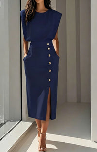 Elegantes Midikleid für Frauen – Zeitloser Stil für jeden Anlass - Marineblau