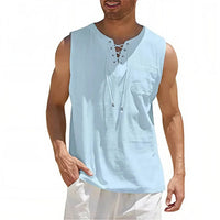Zayron™ Tanktop aus Leinen-Baumwolle mit Modernem Schnitt und Lässigem Stil - Blau