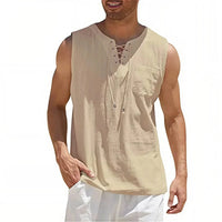 Zayron™ Tanktop aus Leinen-Baumwolle mit Modernem Schnitt und Lässigem Stil - Khaki