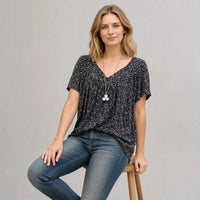 Lisboa™ Bluse aus Premium-Viskose mit V-Ausschnitt - Schwarz