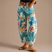 Alvida™ Hose mit Blumenmuster und weitem Fall - Blumenmuster und Türkis