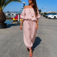 Bellamare™ Jumpsuit Mit Schulterfreiem Ausschnitt Und Verstellbarer Taille - Rosa