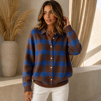 Saint Claire™ Premium-Strickjacke mit Karomuster - Braun