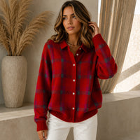 Saint Claire™ Premium-Strickjacke mit Karomuster - Rot
