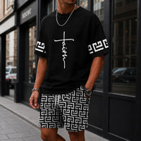 Zweiteiler Roven™ mit oversized T-Shirt und gemusterter Shorts / Moderner Streetwear-Look mit hohem Tragekomfort. - Schwarz