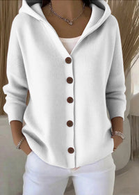 Isabel | Damen Casual Kapuze Strickjacke - Weiß