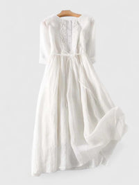 Karynthe | Damen Früher Frühling Elegantes Kleid – Strahlend Frühlingshaftes Kleid - White