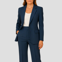 Damen Eleganter Sommer Taillierter Anzug - Marineblau