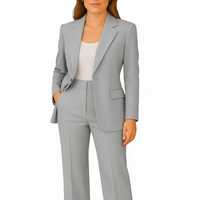 Damen Eleganter Sommer Taillierter Anzug - Grau