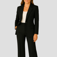 Damen Eleganter Sommer Taillierter Anzug - Schwarz