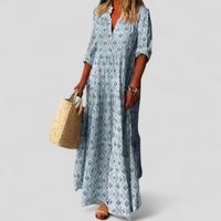 Wren | Damen V-Ausschnitt Maxikleid mit Taschen - Hellblau