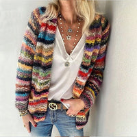 Celena | Bunte Damen-Strickjacke mit Print – Ein lebendiger Cardigan für einen stilvollen Look - Rot
