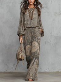 Cosima | Vintage-Paisley-Set - Graubraun