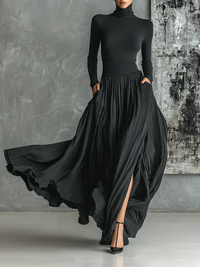 Eva™ - Elegantes Set mit Plissee-Rock - Schwarz