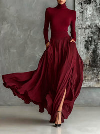 Eva™ - Elegantes Set mit Plissee-Rock - Dunkelrot