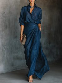 Sara™ - Elegantes Set mit langer Rock - Dunkelblau