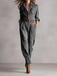 Anna™ - Karierter Eleganter Jumpsuit - Grau