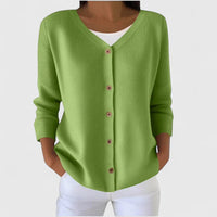 Barbara | Damen Raffinierte V-Ausschnitt-Strickjacke mit Knöpfen - Grün