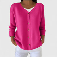 Barbara | Damen Raffinierte V-Ausschnitt-Strickjacke mit Knöpfen - Rosa