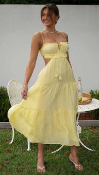 Zola | Damen Elegantes Sommerkleid – Sonniges Elegantes Sommerkleid - Yellow
