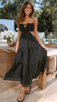 Zola | Damen Elegantes Sommerkleid – Sonniges Elegantes Sommerkleid - Black